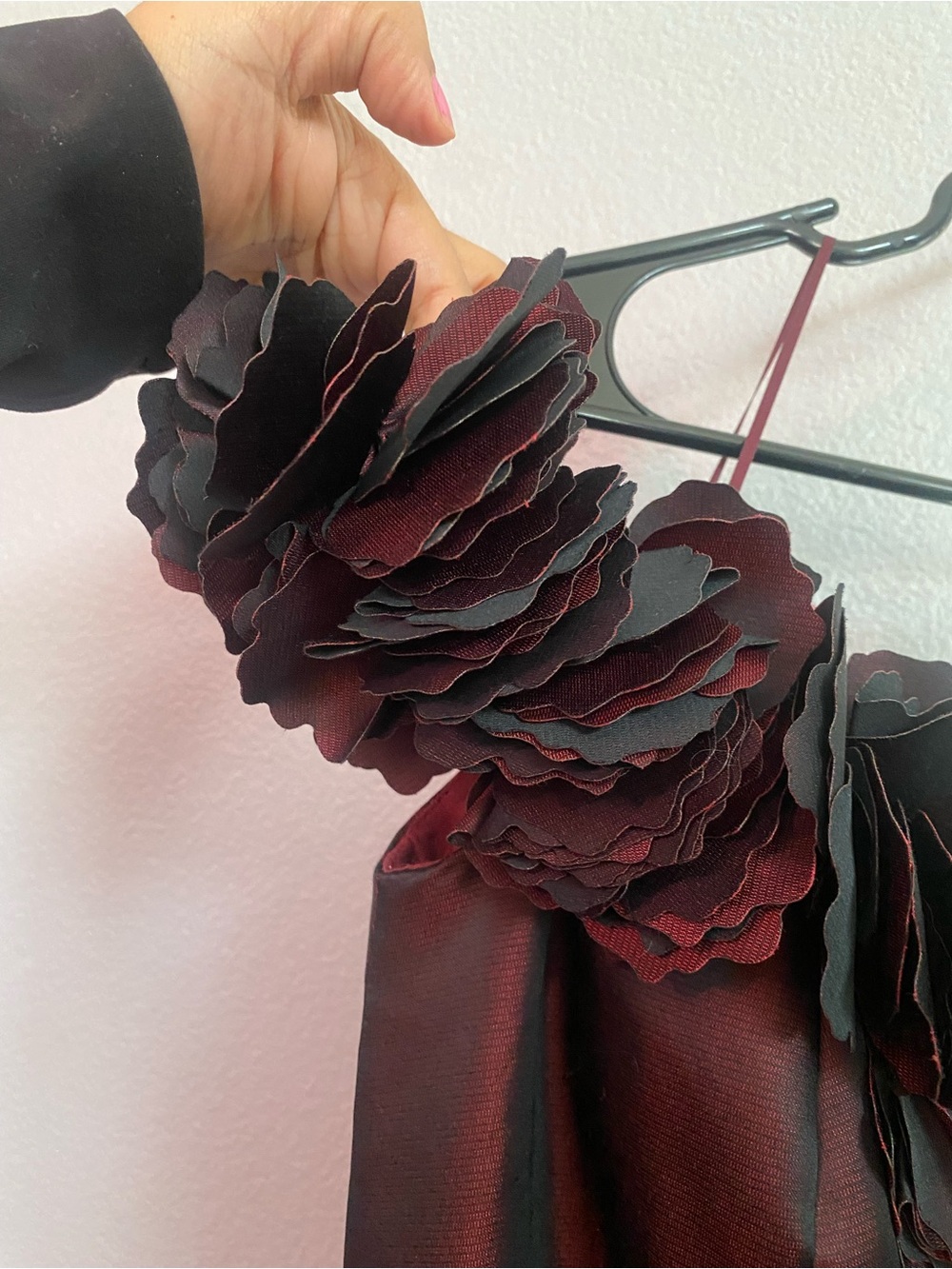 Burgundy Ruffled Tea-Length Dress - Picture 6 of 6